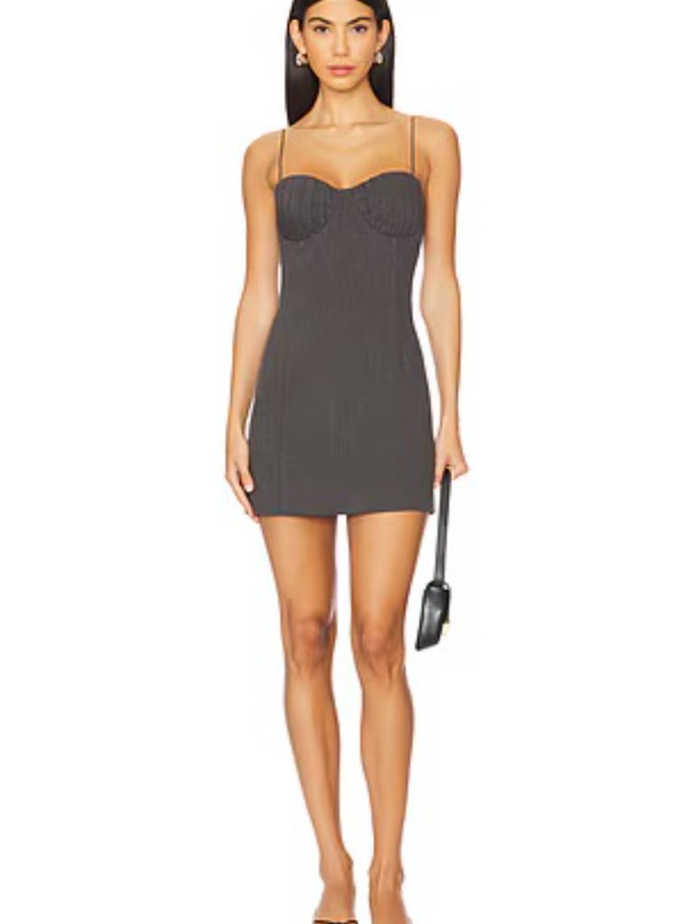 Line & Dot Lennox Mini Dress Charcoal Grey Sweetheart Bustier Bodycon | Size XL